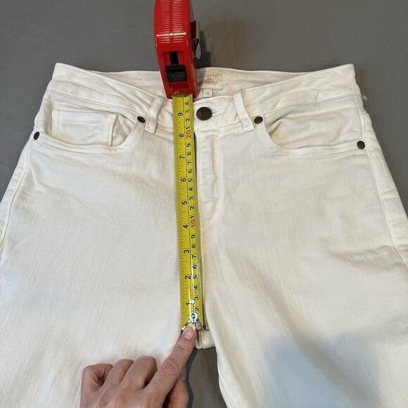 ANN MASHBURN Straight Cropped Jean Cream Stretch Denim Size 25 Inseam 25.5" - Picture 9 of 11